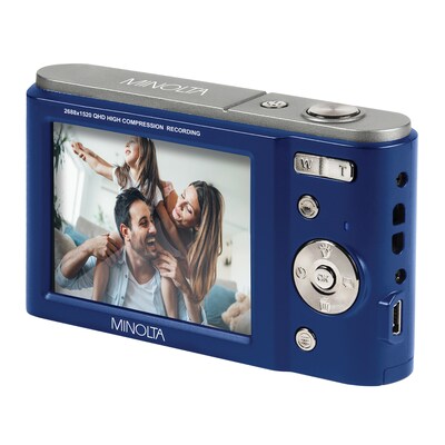 Minolta 44 MP/2.7K Quad HD Digital Camera with 16x Digital Zoom, Blue (MND20-BL)
