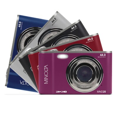 Minolta 44 MP/2.7K Quad HD Digital Camera with 16x Digital Zoom, Magenta (MND20-M)