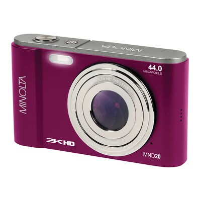 Minolta 44 MP/2.7K Quad HD Digital Camera with 16x Digital Zoom, Magenta (MND20-M)