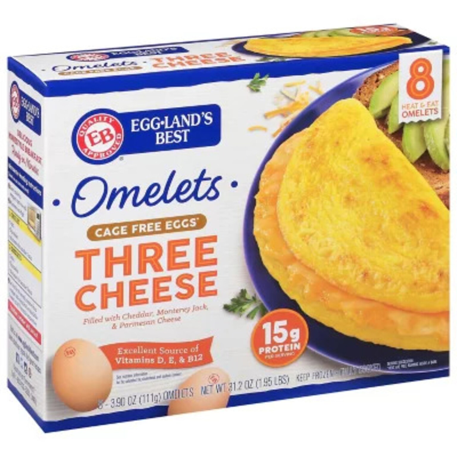 Egglands Best Three Cheese Cage Free Omelet, 3.90 oz, 8/Box (220-02206)
