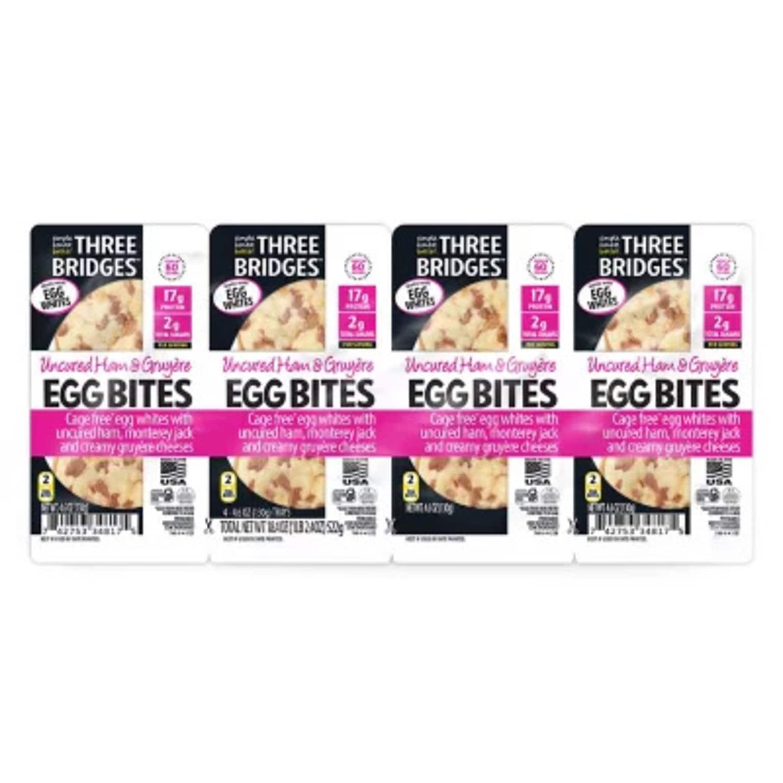 Three Bridges Ham & Gruyere Egg Bites, 4.6 oz, 4/Pack (220-02205)