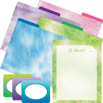 Barker Creek File Folder Set, 1/3-Cut Tab, Letter Size, Tie-Dye & Ombré, 107/Set (133)