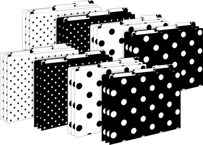 Barker Creek File Folder Set, 1/3-Cut Tab, Letter Size, Black & White Dot, 24/Set (4378)