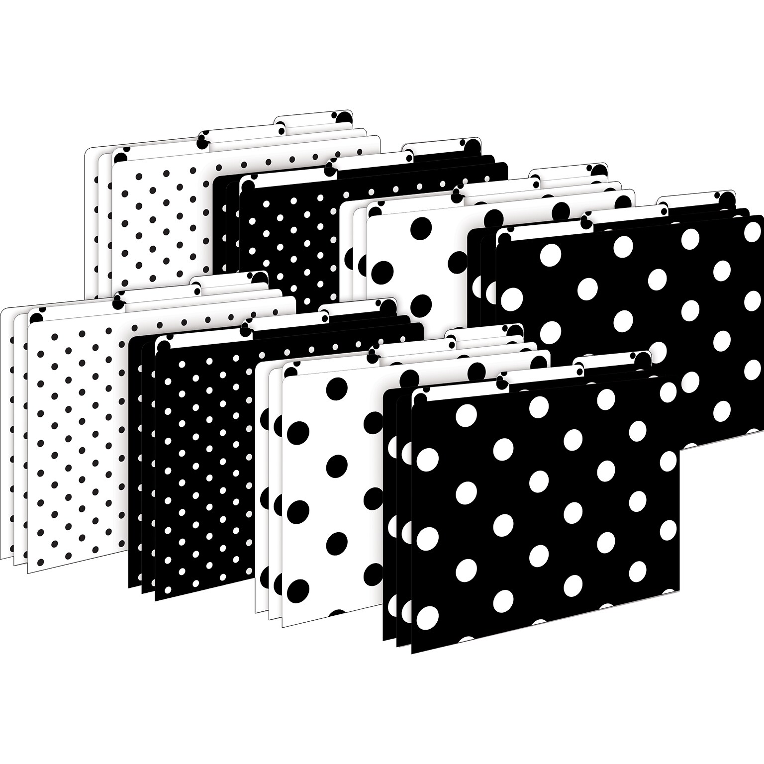 Barker Creek Black & White Dot File Folder, 1/3-Cut Tab, Letter Size, Black/White, 24/Set (4378)