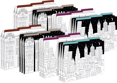 Barker Creek Color Me! File Folder Set, 1/3-Cut Tab, Letter Size, Cityscapes, 24/Set (4380)