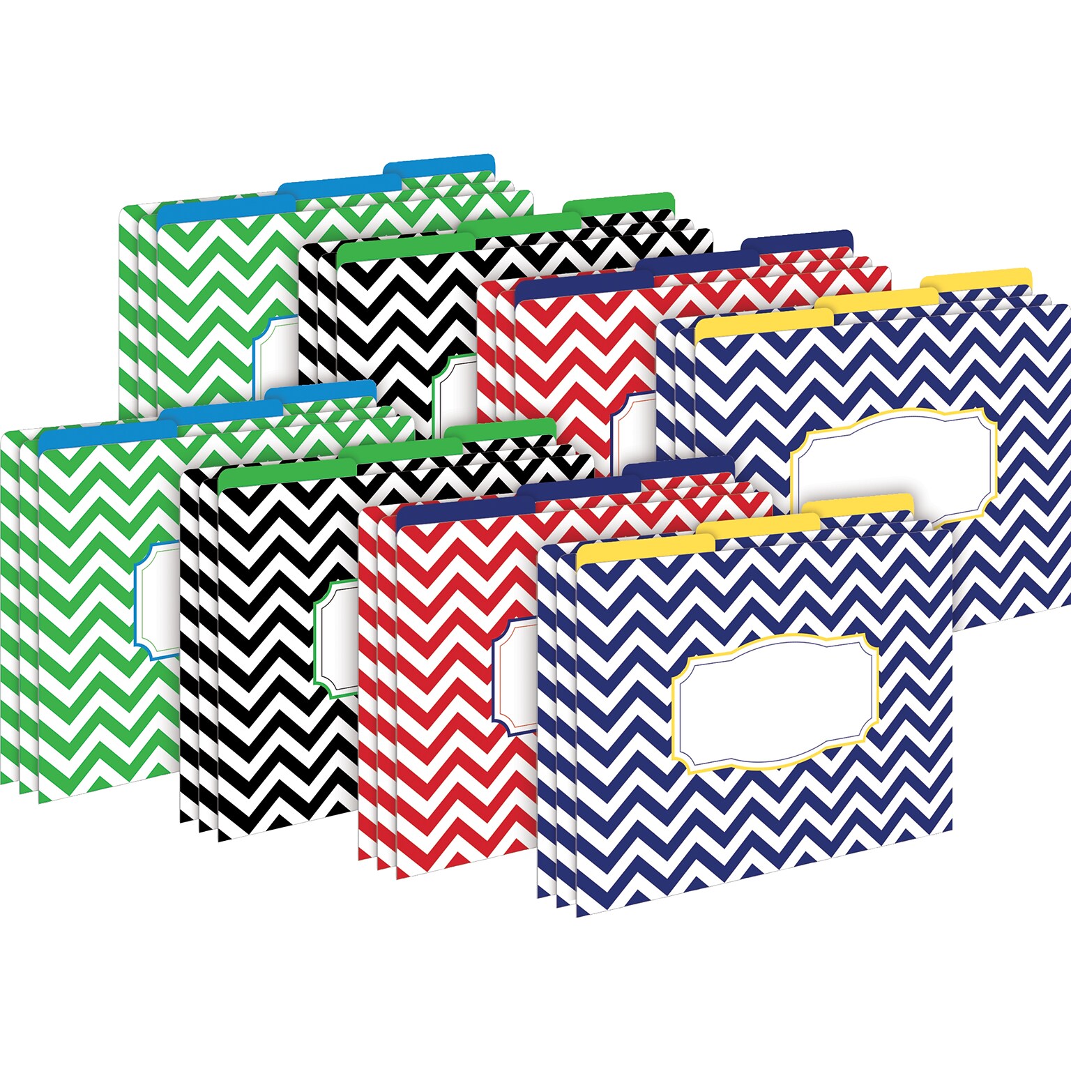 Barker Creek Nautical Chevron File Folder, 1/3-Cut Tab, Letter Size, Assorted Colors, 24/Set (4384)