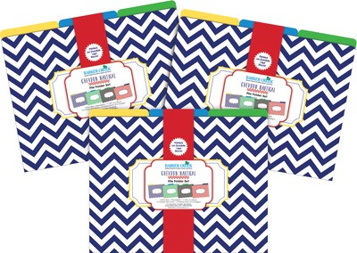 Barker Creek Nautical Chevron File Folder, 1/3-Cut Tab, Letter Size, Assorted Colors, 36/Set (4385)