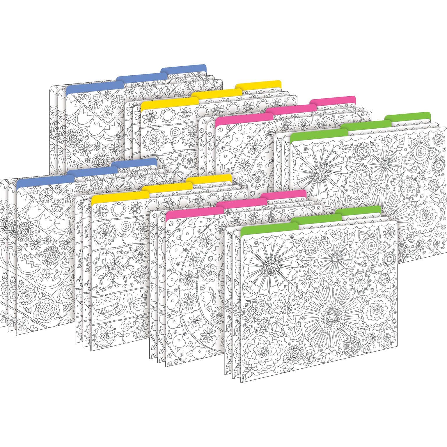 Barker Creek Color Me! In My Garden File Folder, 1/3-Cut Tab, Letter Size, Assorted Colors, 24/Set (4386)