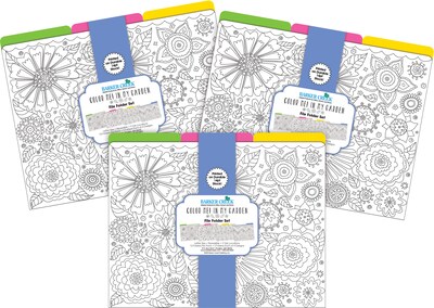 Barker Creek Color Me! In My Garden File Folder, 1/3-Cut Tab, Letter Size, Assorted Colors, 36/Set (4387)