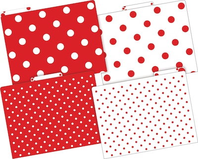 Barker Creek File Folder Set, 1/3-Cut Tab, Letter Size, Red & White Dot, 36/Set (4393)
