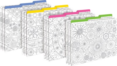 Barker Creek Color Me! In My Garden File Folder, 1/3-Cut Tab, Letter Size, Assorted Colors, 42/Set (