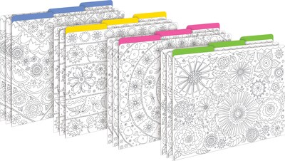 Barker Creek Color Me! Folder & Pocket Set, 1/3-Cut Tab, Letter Size, In My Garden, 42/Set (4409)