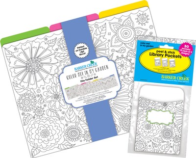 Barker Creek Color Me! In My Garden File Folder, 1/3-Cut Tab, Letter Size, Assorted Colors, 42/Set (4409)