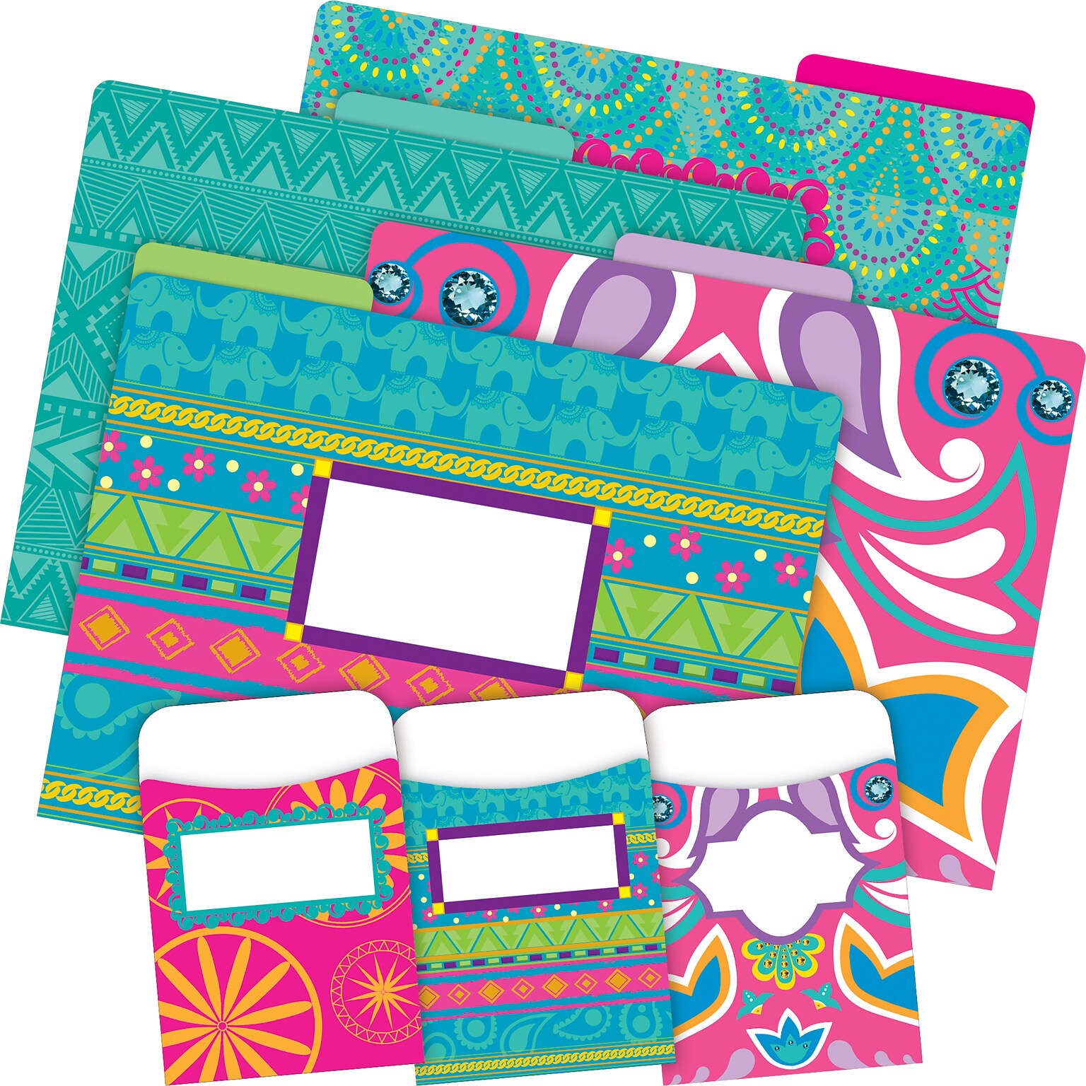 Barker Creek Bohemian File Folder, 1/3-Cut Tab, Letter Size, Assorted Colors, 42/Set (4410)