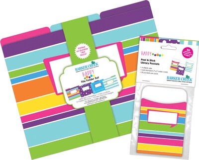 Barker Creek Happy File Folder, 1/3-Cut Tab, Letter Size, Assorted Colors, 42/Set (4412)