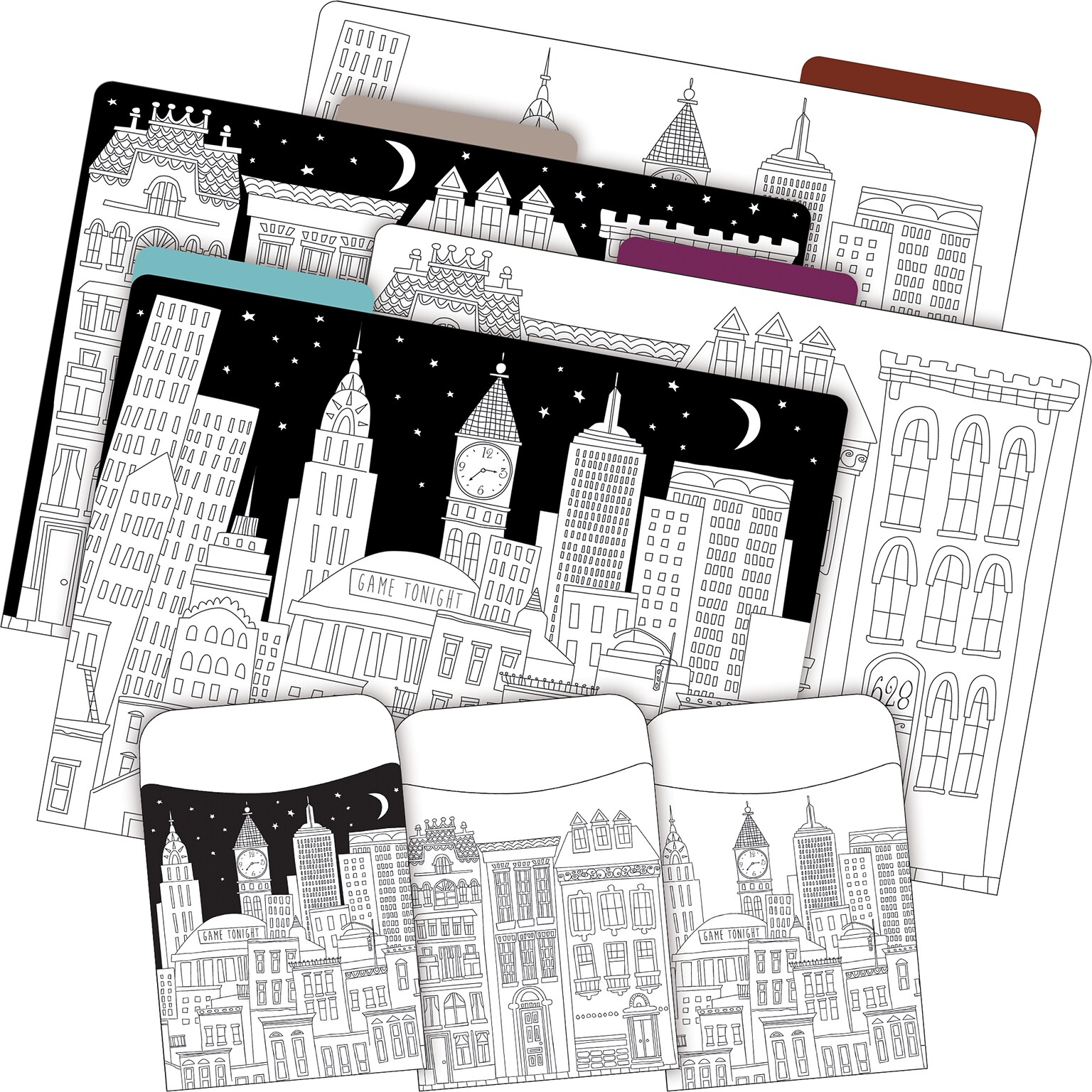 Barker Creek Color Me! Cityscapes File Folder, 1/3-Cut Tab, Letter Size, Assorted Colors, 42/Set (4414)