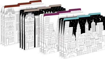 Barker Creek Color Me! Cityscapes File Folder, 1/3-Cut Tab, Letter Size, Assorted Colors, 42/Set (44