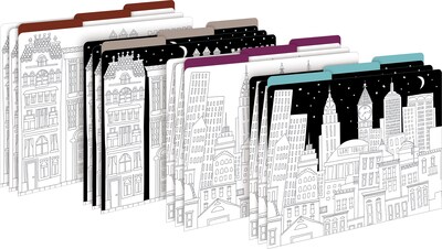 Barker Creek Color Me! Folder & Pocket Set, 1/3-Cut Tab, Letter Size, Cityscapes, 42/Set (4414)