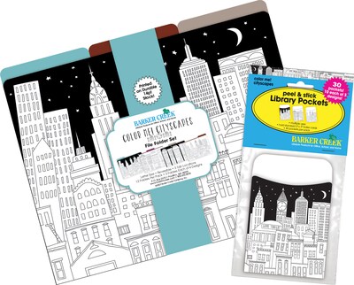 Barker Creek Color Me! Folder & Pocket Set, 1/3-Cut Tab, Letter Size, Cityscapes, 42/Set (4414)