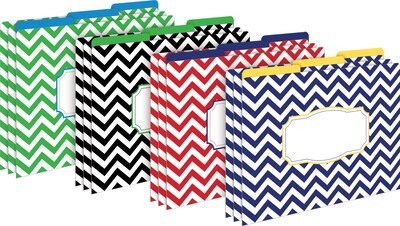 Barker Creek Nautical Chevron File Folder, 1/3-Cut Tab, Letter Size, Assorted Colors, 42/Set (4416)