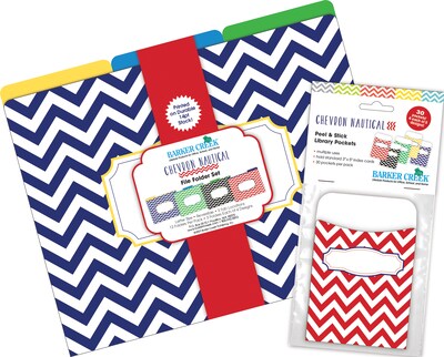 Barker Creek Nautical Chevron File Folder, 1/3-Cut Tab, Letter Size, Assorted Colors, 42/Set (4416)