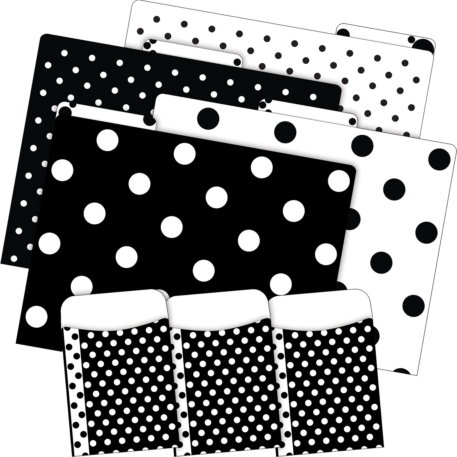 Barker Creek Black & White Dot File Folder, 1/3-Cut Tab, Letter Size, Black/White, 42/Set (4417)