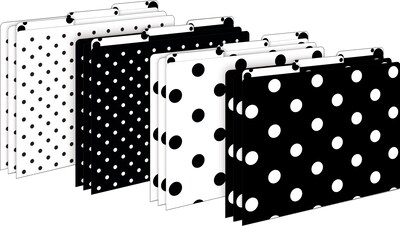 Barker Creek Black & White Dot File Folder, 1/3-Cut Tab, Letter Size, Black/White, 42/Set (4417)