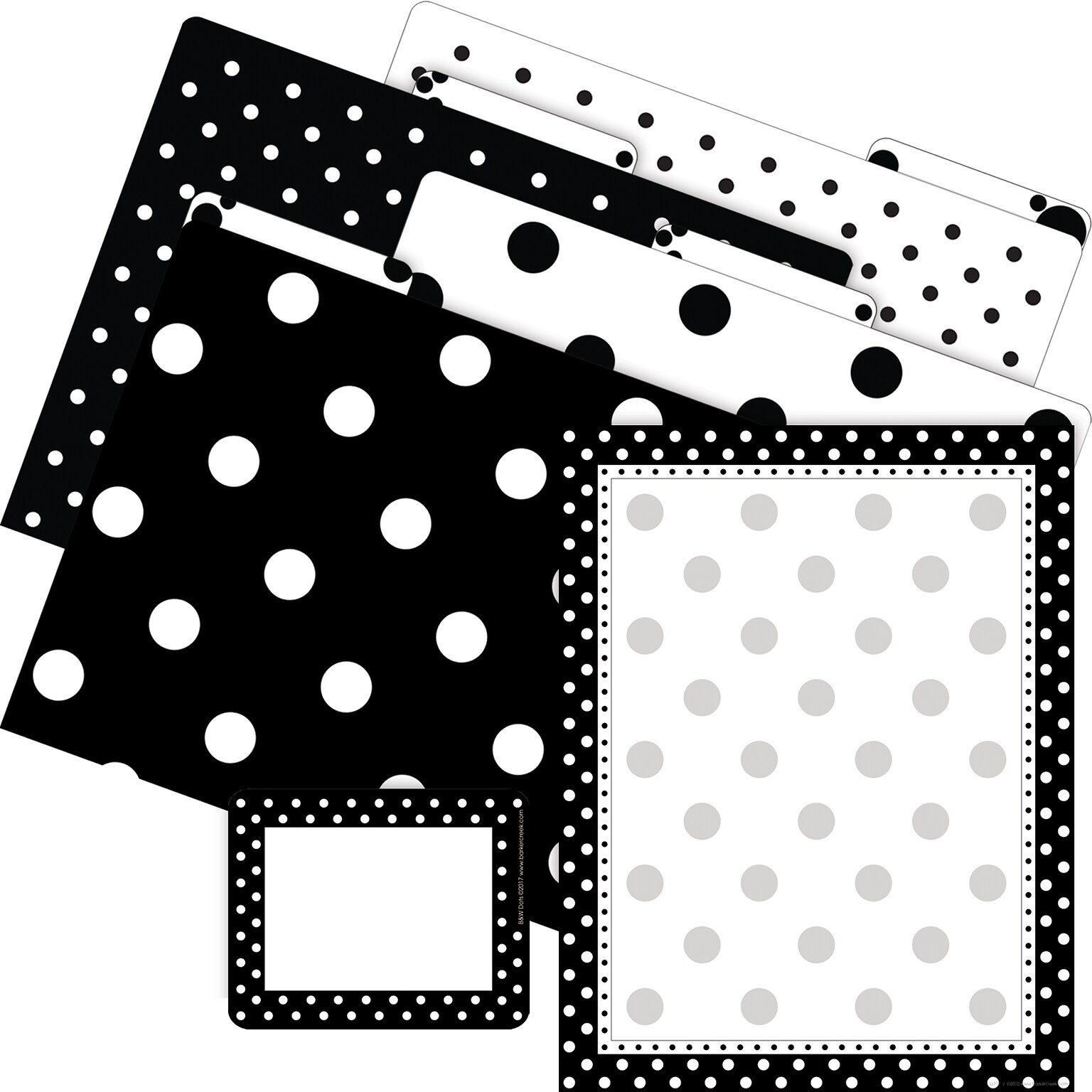 Barker Creek Get Organized Black & White Dots File Folder, 1/3-Cut Tab, Letter Size, Black/White, 107/Set (136)