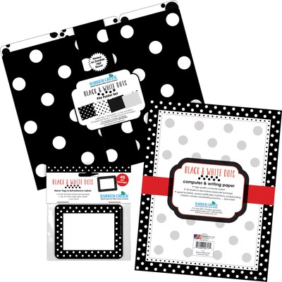 Barker Creek Get Organized Black & White Dots File Folder, 1/3-Cut Tab, Letter Size, Black/White, 107/Set (136)