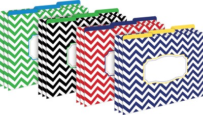 Barker Creek Get Organized File Folder Set, 1/3-Cut Tab, Letter Size, Chevron Nautical, 107/Set (138