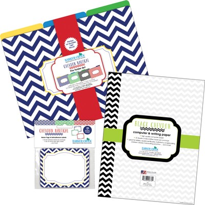 Barker Creek Get Organized Chevron Nautical File Folder, 1/3-Cut Tab, Letter Size, Assorted Colors, 107/Set (138)