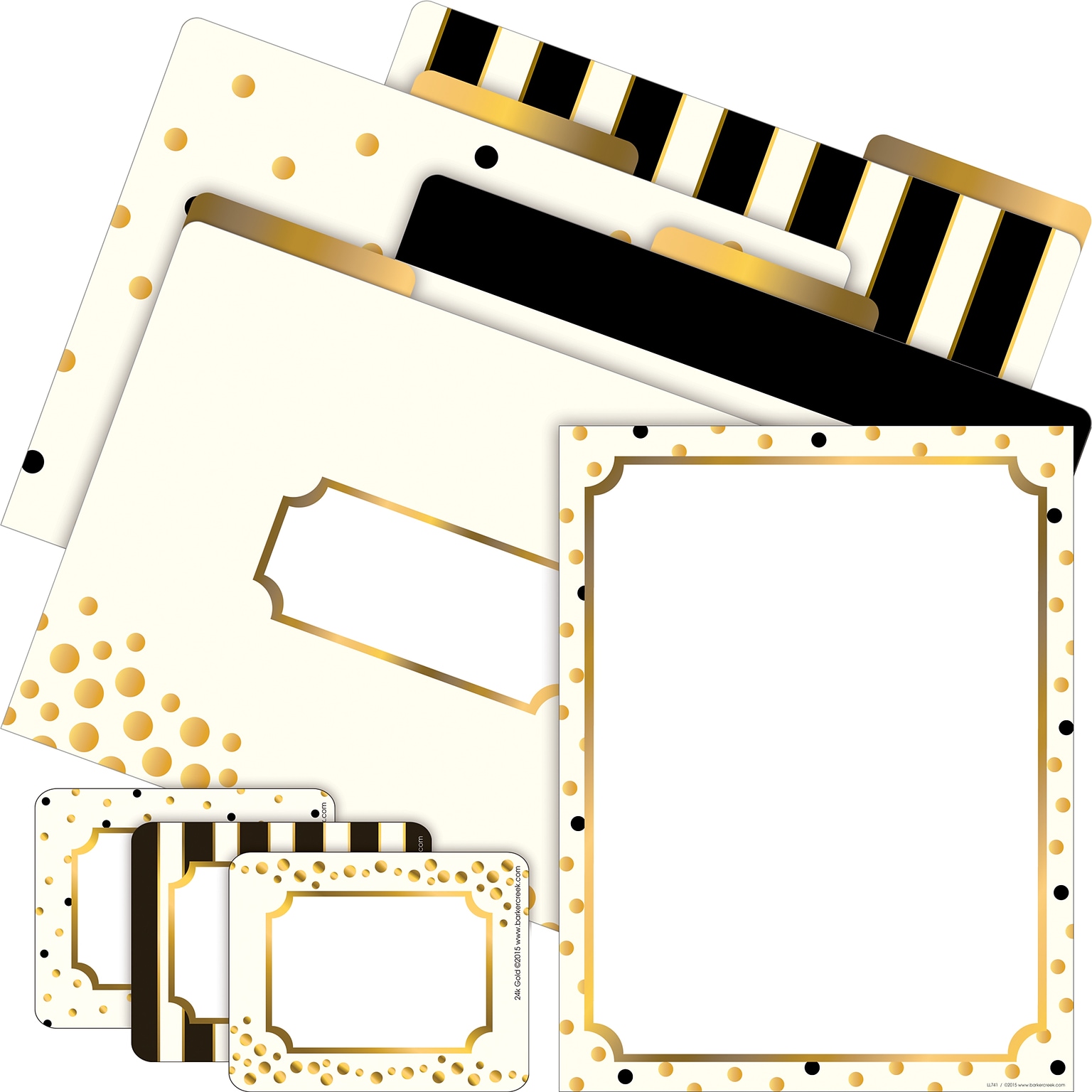 Barker Creek Get Organized Gold File Folder, 1/3-Cut Tab, Letter Size, Assorted Colors, 107/Set (139)