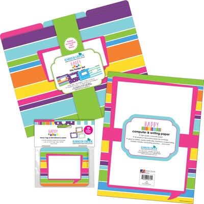 Barker Creek Get Organized Happy File Folder, 1/3-Cut Tab, Letter Size, Assorted Colors, 107/Set (140)