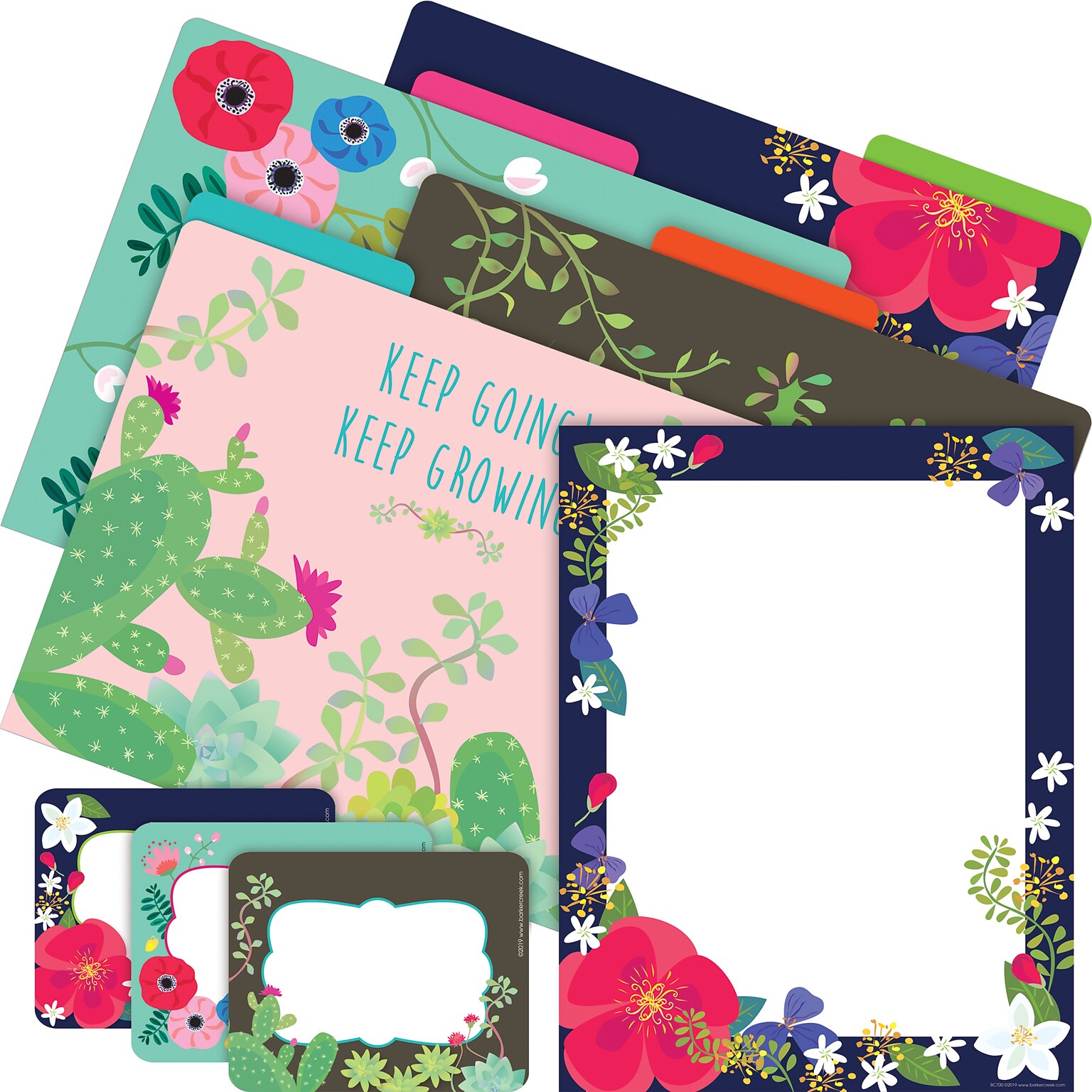 Barker Creek Get Organized Petals & Prickles File Folder, 1/3-Cut Tab, Letter Size, Assorted Colors, 107/Set (143)