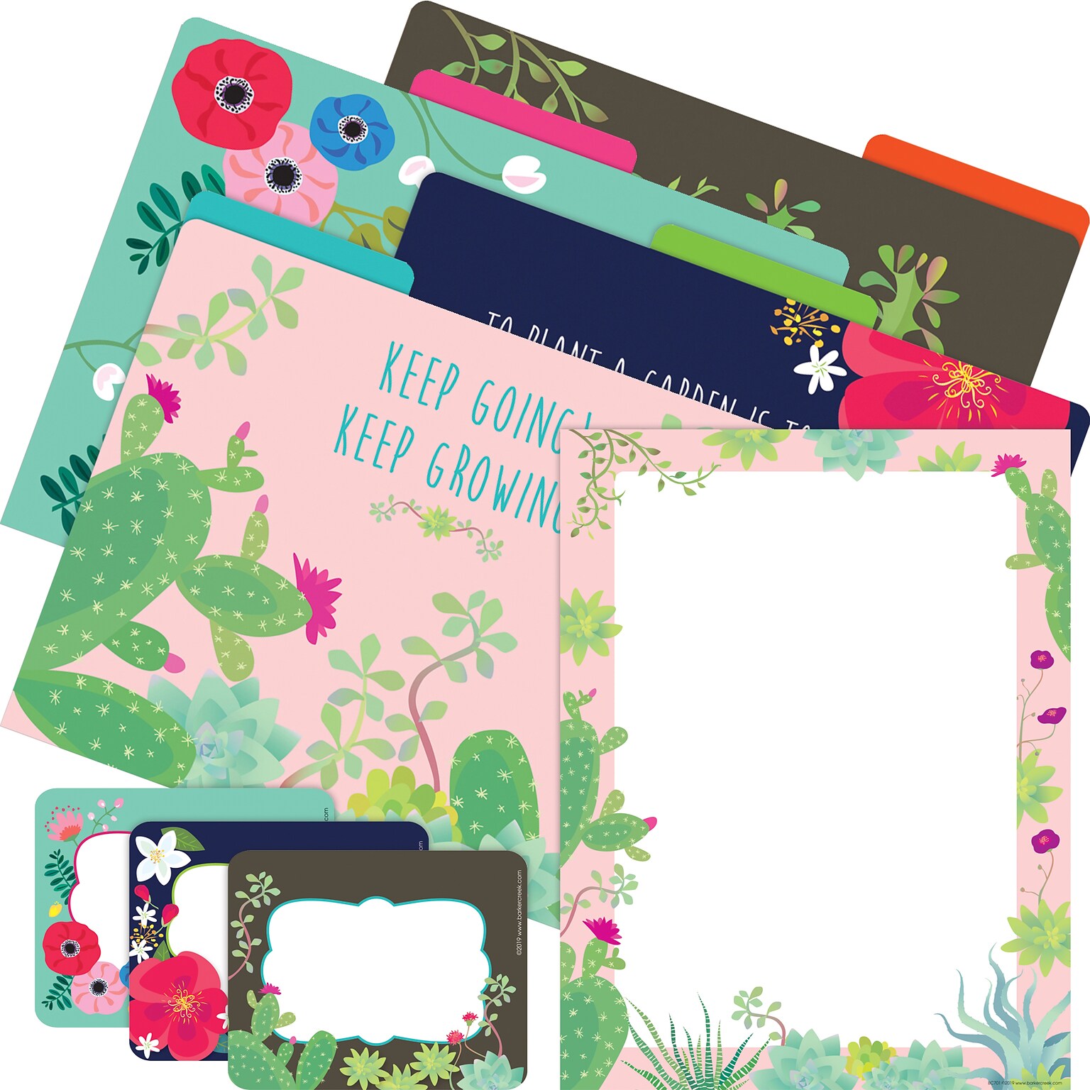 Barker Creek Get Organized Petals & Prickles File Folder, 1/3-Cut Tab, Letter Size, Assorted Colors, 107/Set (144)