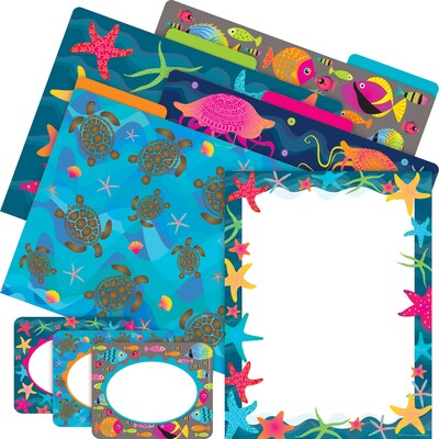 Barker Creek Get Organized File Folder Set, 1/3-Cut Tab, Letter Size, Kai Ola Starfish, 107/Set (149