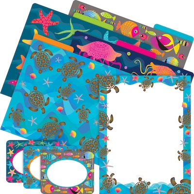 Barker Creek Get Organized File Folder Set, 1/3-Cut Tab, Letter Size, Kai Ola Sea Turtles, 107/Set (