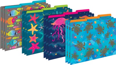 Barker Creek Get Organized File Folder Set, 1/3-Cut Tab, Letter Size, Kai Ola Sea Turtles, 107/Set (