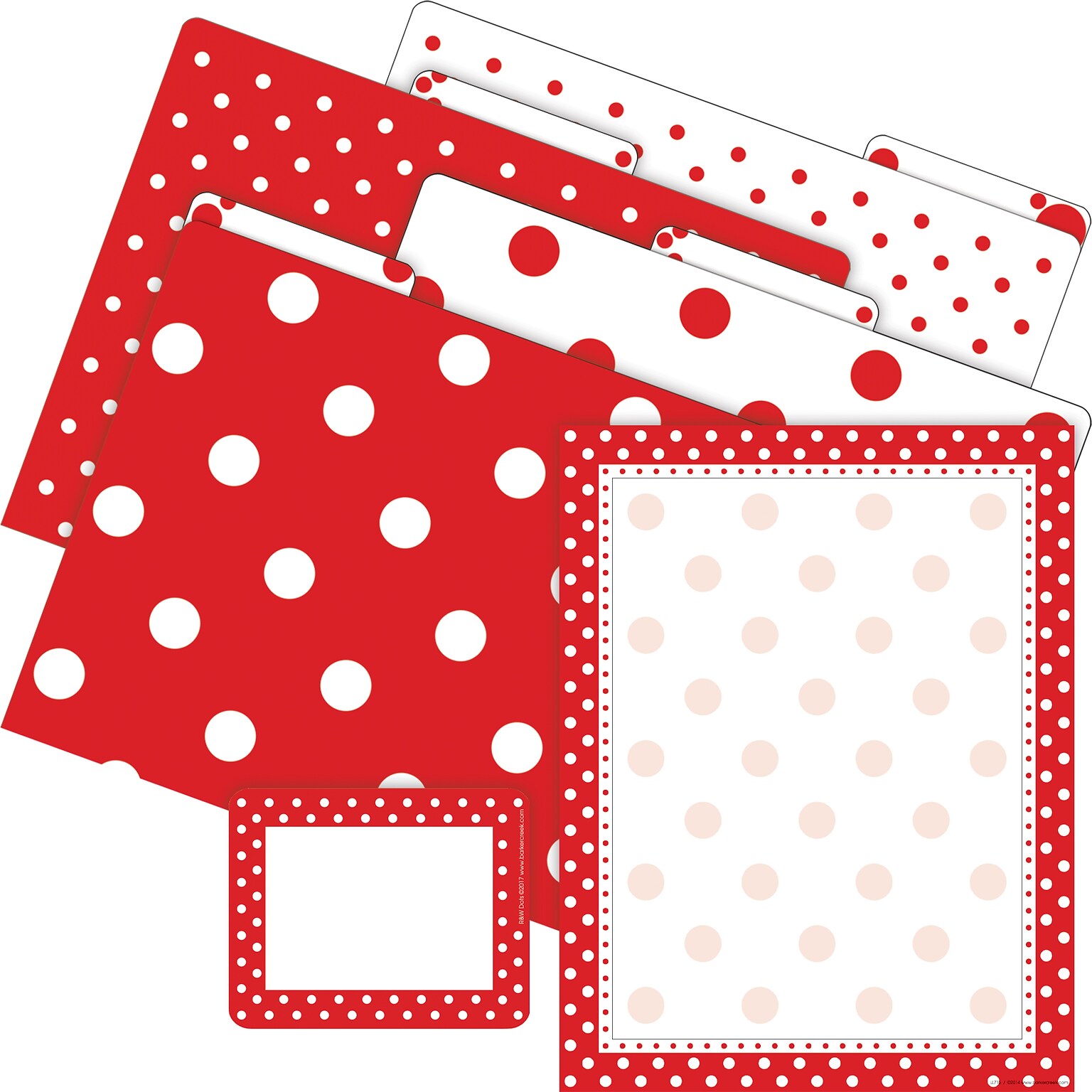 Barker Creek Get Organized Red & White Dot File Folder, 1/3-Cut Tab, Letter Size, Assorted Colors, 107/Set (159)