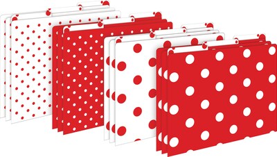 Barker Creek Get Organized File Folder Set, 1/3-Cut Tab, Letter Size, Red & White Dot, 107/Set (159)