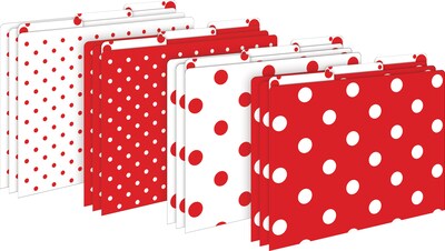 Barker Creek Get Organized Red & White Dot File Folder, 1/3-Cut Tab, Letter Size, Assorted Colors, 107/Set (159)