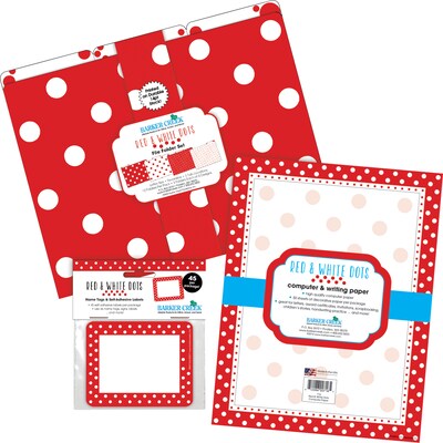 Barker Creek Get Organized Red & White Dot File Folder, 1/3-Cut Tab, Letter Size, Assorted Colors, 107/Set (159)