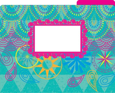 Barker Creek Bohemian File Folder, 1/3-Cut Tab, Letter Size, Assorted Colors, 12/Pack (2002)
