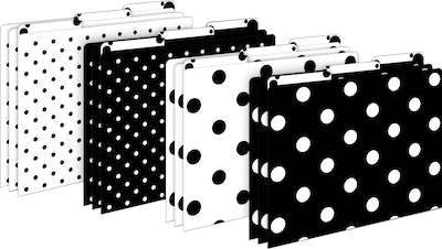 Barker Creek File Folder Set, 1/3-Cut Tab, Letter Size, Black & White Dot, 12/Pack (2004)