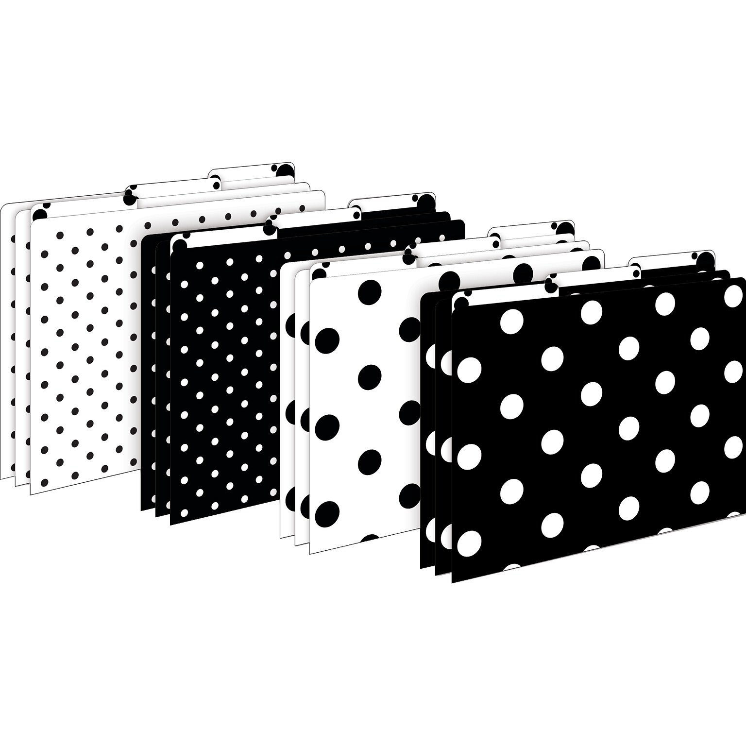 Barker Creek Black & White Dot File Folder, 1/3-Cut Tab, Letter Size, Black/White, 12/Pack (2004)