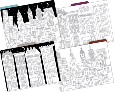 Barker Creek Color Me! Cityscapes File Folder, 1/3-Cut Tab, Letter Size, Assorted Colors, 12/Pack (2