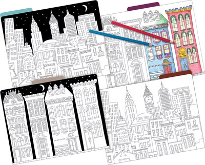 Barker Creek Color Me! Cityscapes File Folder, 1/3-Cut Tab, Letter Size, Assorted Colors, 12/Pack (2005)