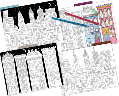 Barker Creek Color Me! File Folder Set, 1/3-Cut Tab, Letter Size, Cityscapes, 12/Pack (2005)