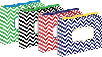 Barker Creek File Folder Set, 1/3-Cut Tab, Letter Size, Nautical Chevron, 12/Pack (2007)