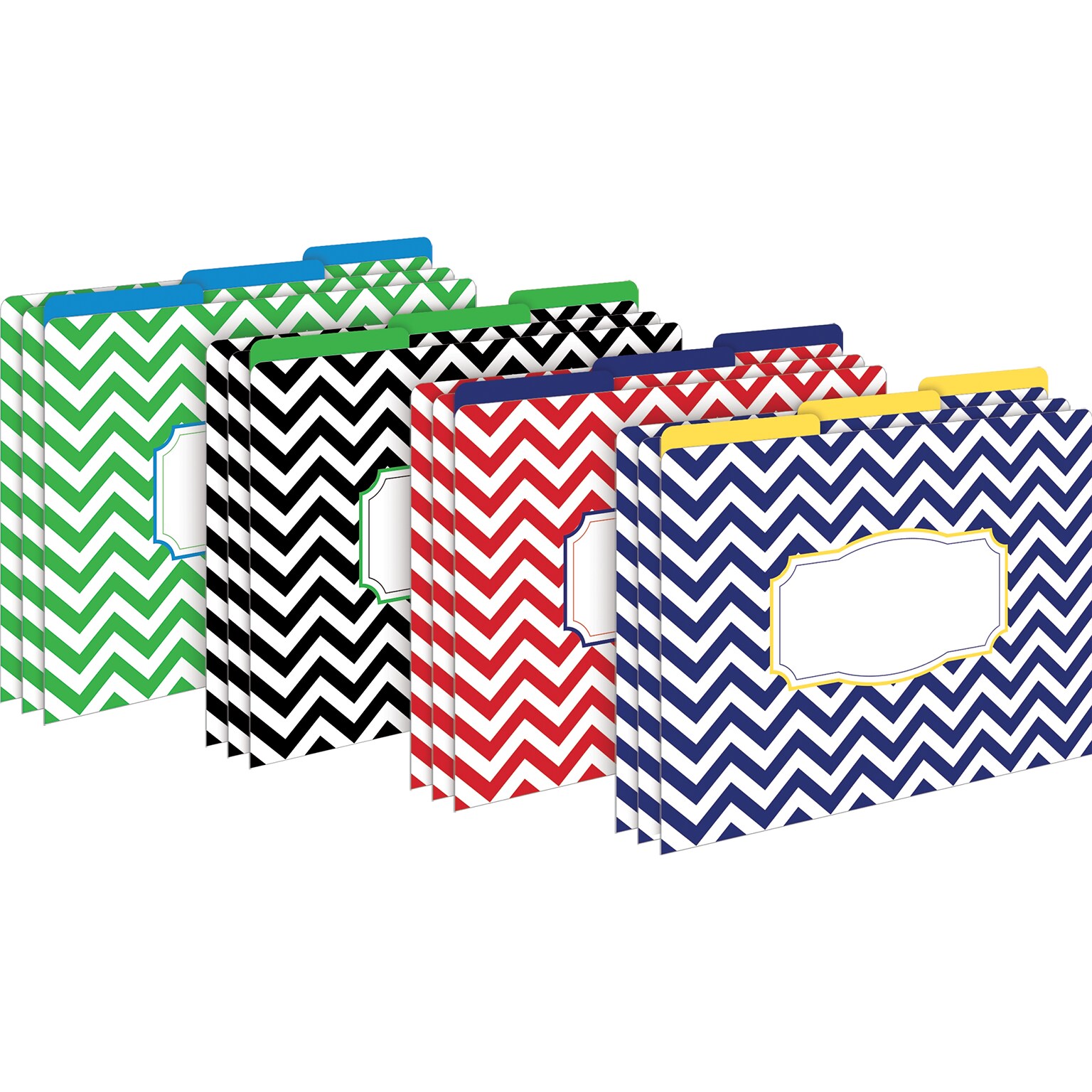 Barker Creek Nautical Chevron File Folder, 1/3-Cut Tab, Letter Size, Assorted Colors, 12/Pack (2007)